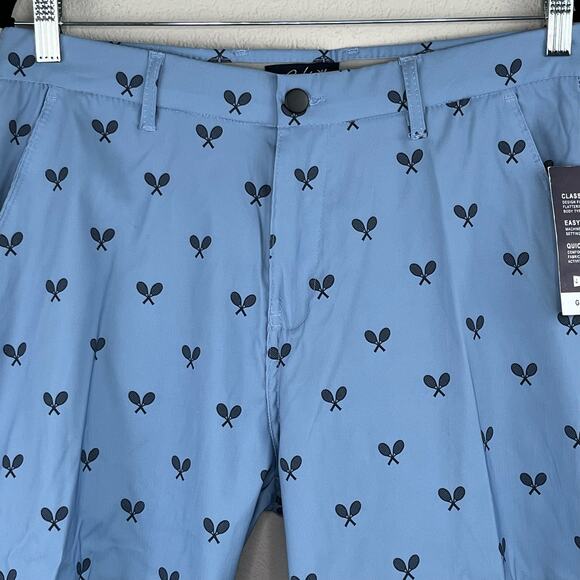 Golf Surf & Swim Co. Light Blue Riviera Tennis Print Chino Golf Shorts 32 NWT - Picture 4 of 15